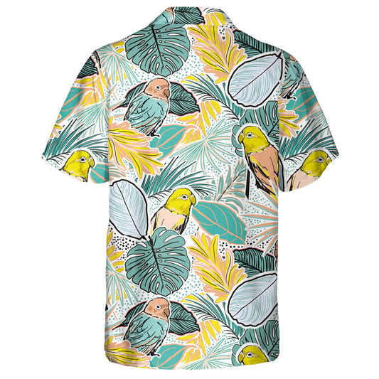 Tropical Leaves With Colorful Birds Hawaiian Shirt,Hawaiian Shirt Gift, Christmas Gift