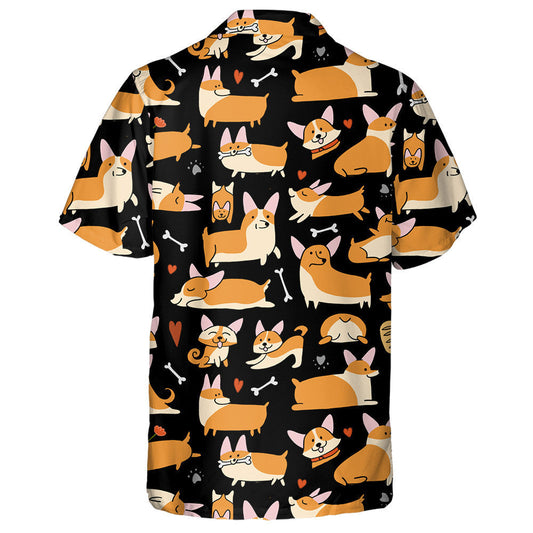 Bailiúchán Madraí Adorable Corgi I gCúlra Cartúin Léine Haváís, Bronntanas Léine Haváíais, Bronntanas Nollag