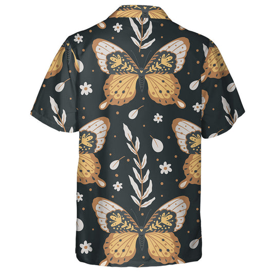 Moth Flower And Leaves Night Butterfly Nature Hawaiian Shirt, Hawaiian Shirt Gift, Christmas Gift