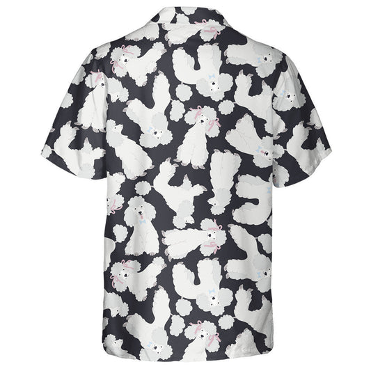Light Pastel Cute Poodles On Black Background Hawaiian Shirt, Hawaiian Shirt Gift, Christmas Gift