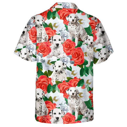 Hand Drawing Of Dogs Dalmatins And Flowers Hawaiian Shirt, Hawaiian Shirt Gift, Christmas Gift