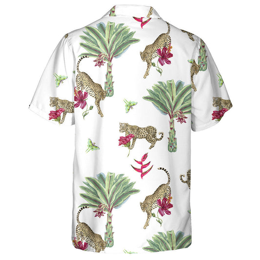 Modern Cartoon Leopard And Bird Of Paradise Flower Hawaiian Shirt, Hawaiian Shirt Gift, Christmas Gift