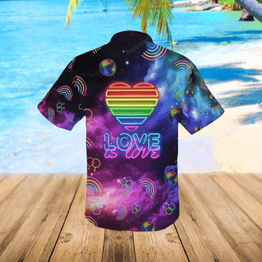 Lgbt Galaxy Love Is Love Neon Style Hawaiian Shirt, Christmas Gift
