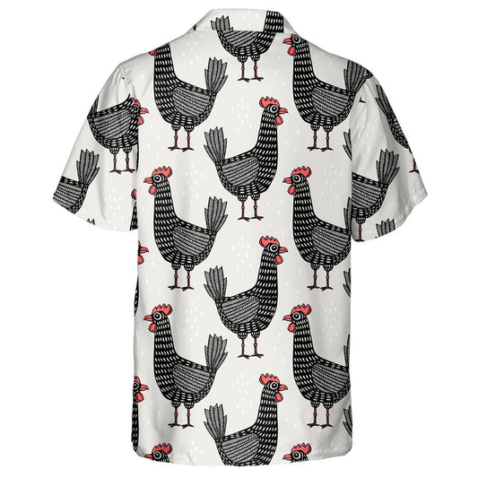 Funny Black Chicken With Red Crest Hawaiian Shirt,Hawaiian Shirt Gift, Christmas Gift