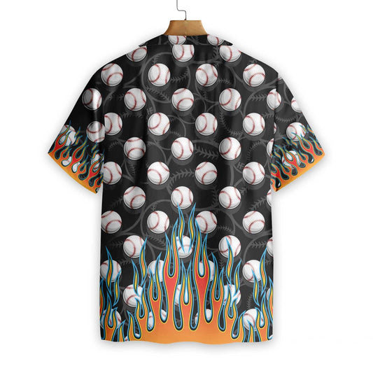 The Passion Of Sport Flame Baseballs Design Hawaiian Shirt, Hawaiian Shirt Gift, Christmas Gift