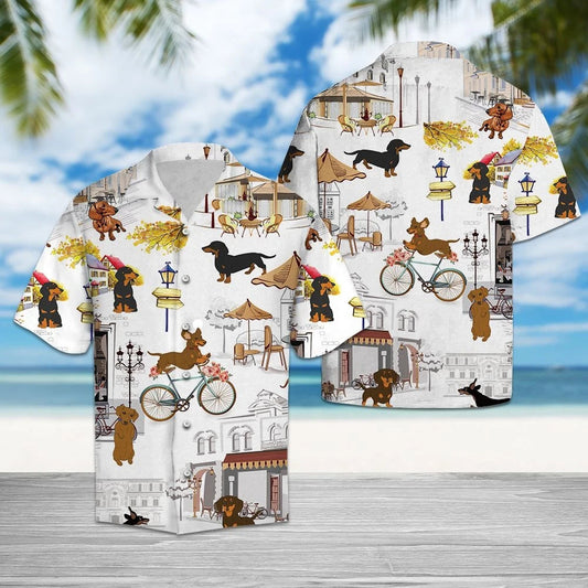 A Bhaile Is Áit A Bhfuil Mo Dachshund Patrún Gleoite Radharc Léine Haváís, Bronntanas Léine Haváíais, Bronntanas Nollag