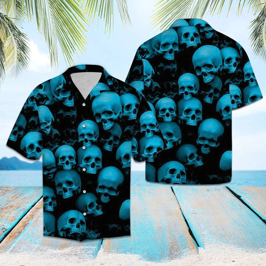 Patrún Ealaíne Uamhnach Cloigeann Gotach Dubh Agus Gorm Léine Haváís, Bronntanas Léine Haváís, Bronntanas Nollag