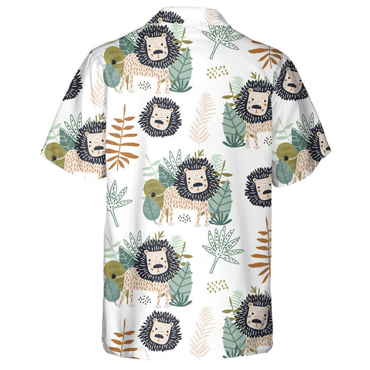 Funny Lions And Tropical Leaves Hawaiian Shirt,Hawaiian Shirt Gift, Christmas Gift