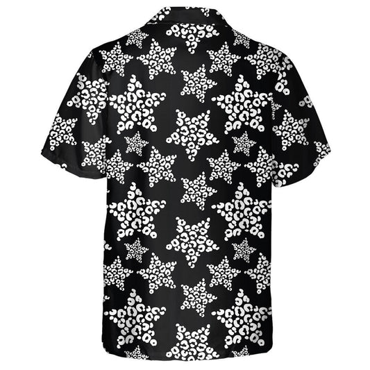 Black And White Stars In Leopard Spots Hawaiian Shirt, Hawaiian Shirt Gift, Christmas Gift