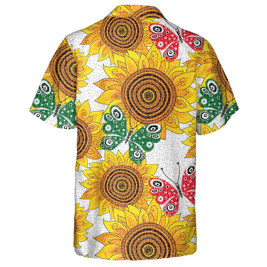 Patrún Earraigh Le Lusanna Gréine Agus Féileacáin Dearga Agus Glas Léine Haváís, Bronntanas Léine Haváí, Bronntanas Nollag