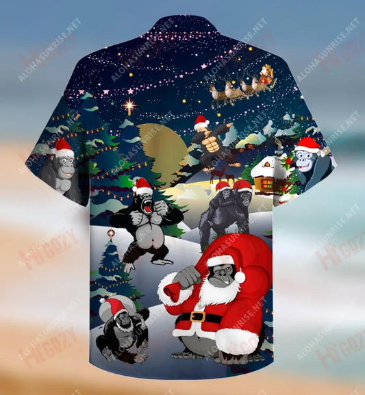Christmas Gorillas Short Hawaiian Shirt Hobbies Aloha Shirt Tropical Shirts For Men Hawaiian Shirts For Men_Hawaiian Shirt Gift, Christmas Gift