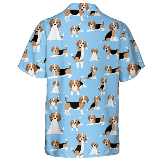 Funny Beagle Dog On Blue Background Hawaiian Shirt,Hawaiian Shirt Gift, Christmas Gift