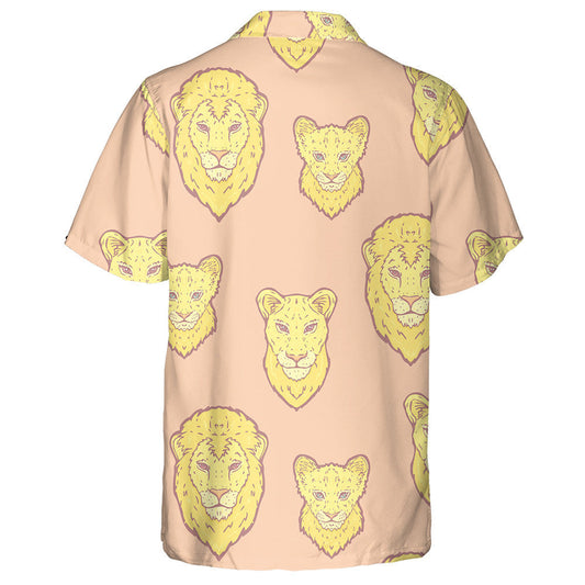 Pastel Cute Lion Family On Coral Background Hawaiian Shirt, Hawaiian Shirt Gift, Christmas Gift