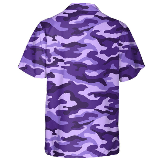 Monochrome Purple Camouflage Military Pattern Hawaiian Shirt,Hawaiian Shirt Gift, Christmas Gift