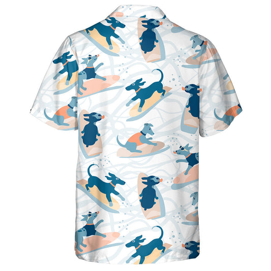 Hand Drawn Surfing Dogs Riding The Waves Hawaiian Shirt, Hawaiian Shirt Gift, Christmas Gift