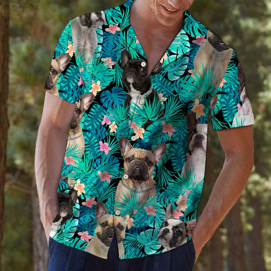 Wonderful French Bulldog Tropical Jungle Design Hawaiian Shirt,Hawaiian Shirt Gift, Christmas Gift