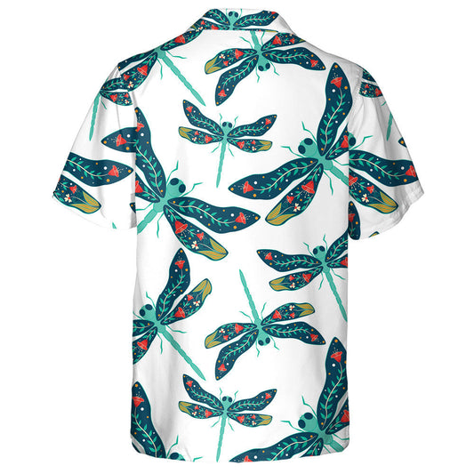 Simple Bright Flying Dragonfly Blue And Turquoise Hawaiian Shirt, Hawaiian Shirt Gift, Christmas Gift