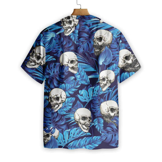 Bláthanna Gorm Trópaiceacha Samhraidh Agus Patrún Skull Léine Haváís, Bronntanas Léine Haváís, Bronntanas Nollag