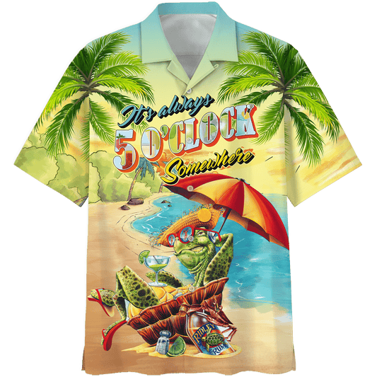 Turtle Chilling On The Beach Design Hawaiian Shirt, Hawaiian For Gift