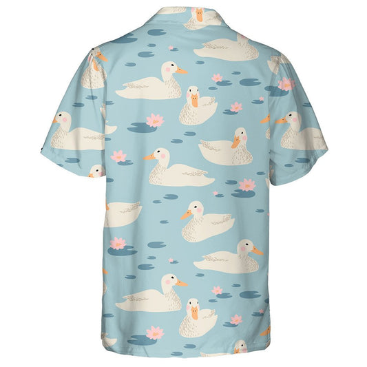 Hand Drawn Ducks Swimming In The Lake Hawaiian Shirt, Hawaiian Shirt Gift, Christmas Gift