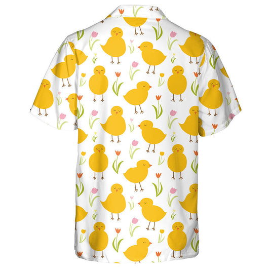Funny Sleeping Yellow Chicken With Tulip Flower Hawaiian Shirt, Hawaiian Shirt Gift, Christmas Gift