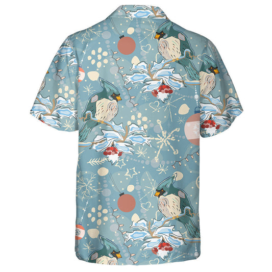 Little Red Cardinal Bird Winter In Woodland Hawaiian Shirt, Hawaiian Shirt Gift, Christmas Gift