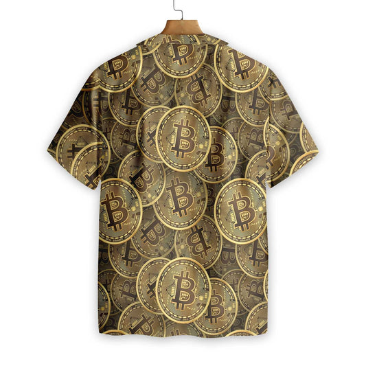Excellent Realistic Seamless Bitcoin Cryptocurrency Design Hawaiian Shirt,Hawaiian Shirt Gift, Christmas Gift