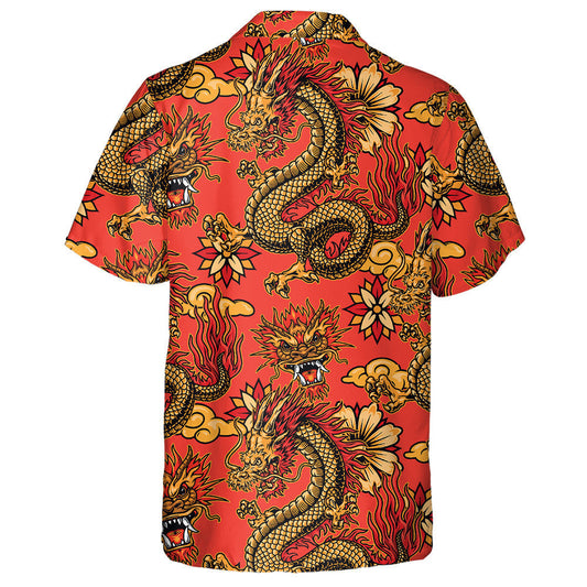 Fantasy Dragons Bláthanna Maisiúla Agus Scamaill Ar Léine Dearg Haváís, Bronntanas Léine Haváís, Bronntanas Nollag