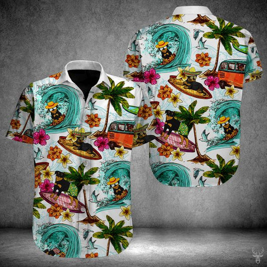 Beach Hawaii Rottweiler Hawaiian Shirt,Hawaiian Shirt Gift, Christmas Gift