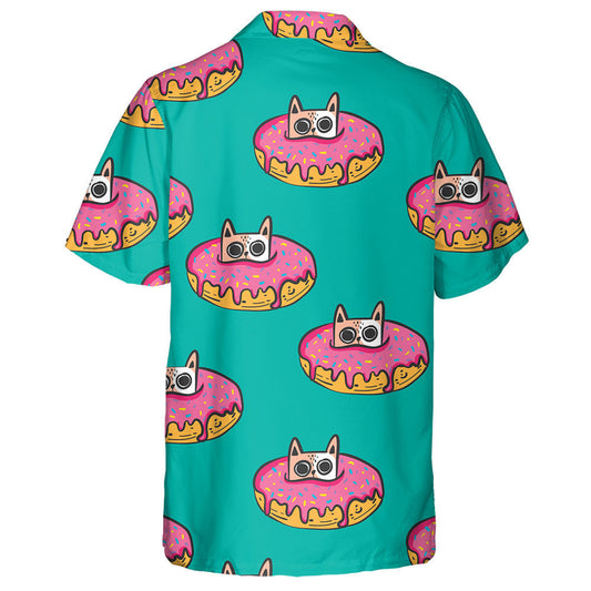 Cat gleoite Sa Donut Ar Léine Glas Haváís, Bronntanas Léine Haváí, Bronntanas Nollag