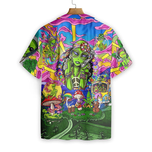 Hippie Alien Colorful Design Impressive Pattern Hawaiian Shirt,Hawaiian Shirt Gift, Christmas Gift