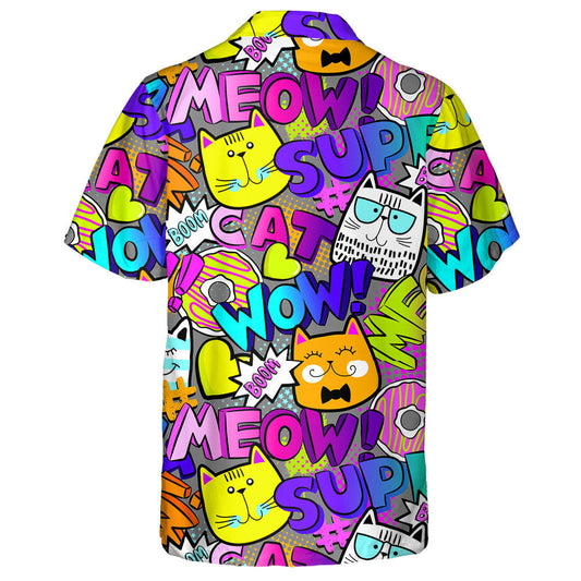 Graffiti Colorful Funny Cats In Comic Style Hawaiian Shirt, Hawaiian Shirt Gift, Christmas Gift