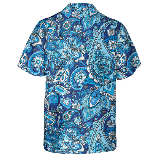 Traditional Paisley Floral And Leaves In Blue Color Pattern Hawaiian Shirt, Hawaiian Shirt Gift, Christmas Gift