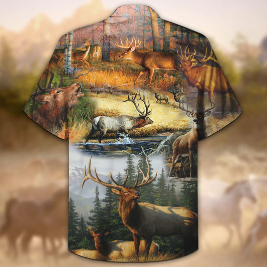 Colorful Deer Hunting Crazy Background Design Hawaiian Shirt,Hawaiian Shirt Gift, Christmas Gift
