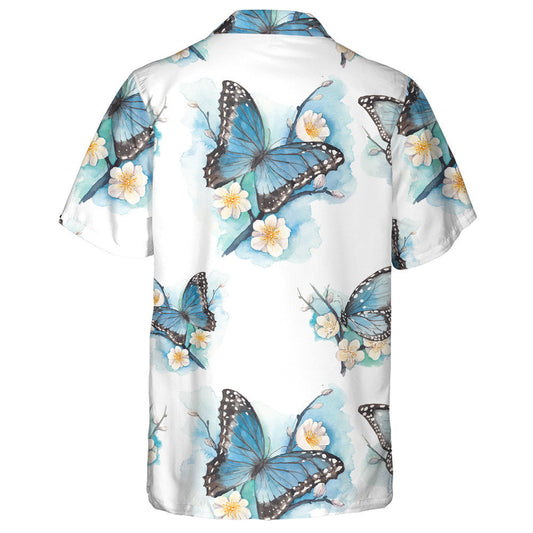 Féileacán Gorm Uisce Ar Bhrainse Crann Bláth pluma Léine Haváís, Bronntanas Léine Haváís, Bronntanas Nollag