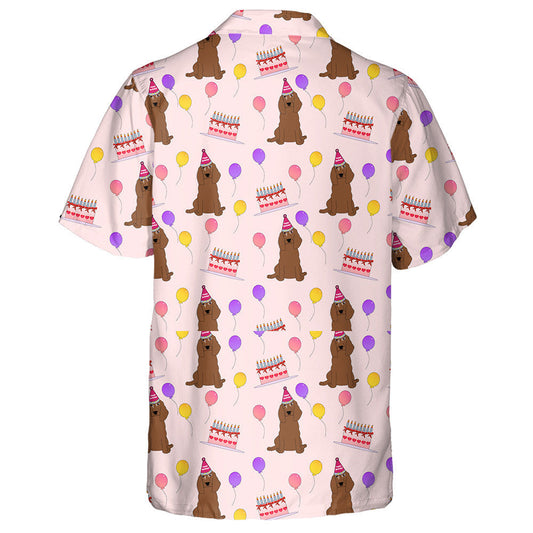 Spaniel Dogs And Birthday Cakes In Cartoon Background Hawaiian Shirt, Hawaiian Shirt Gift, Christmas Gift