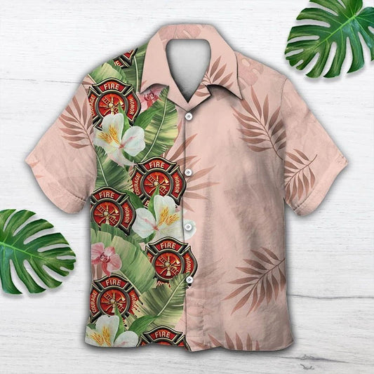 Comhraiceoir Trópaiceach Tóiteáin Le Duilleoga Glasa Ar Léine Haváí ar Phatrún Bándearg, Bronntanas Léine Haváíais, Bronntanas Nollag