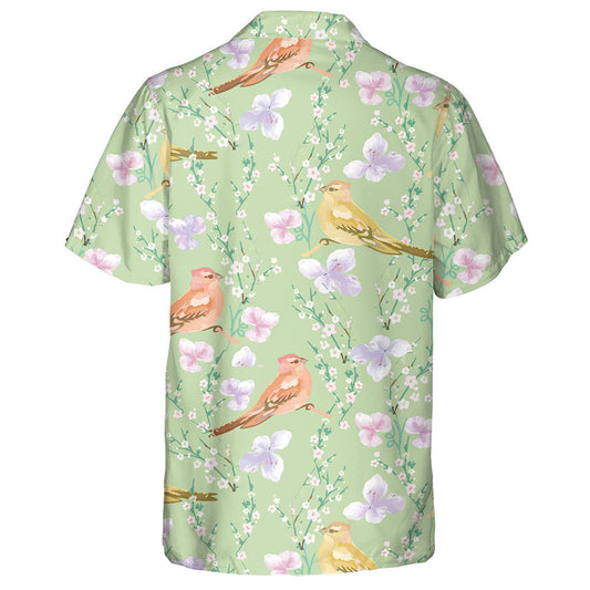 Beautiful Birds And Violet Flower And Leaves Hawaiian Shirt, Hawaiian Shirt Gift, Christmas Gift