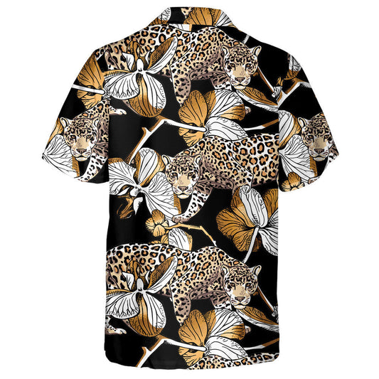Tropical Leopard Animal And Lily Flowers Hawaiian Shirt,Hawaiian Shirt Gift, Christmas Gift