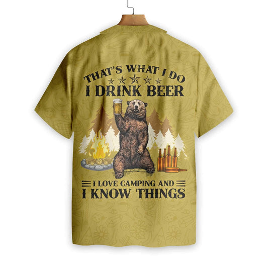 Dearadh Cúlra Olive Léine Haváís Camping Bear Béar Óil, Bronntanas Léine Haváís, Bronntanas Nollag