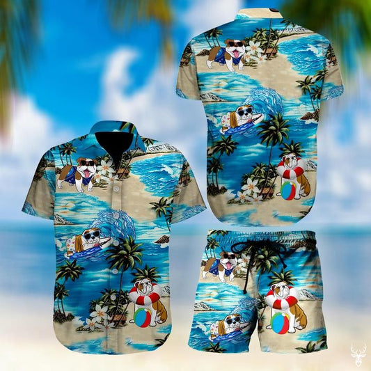 Beach Hawaii Bulldog Hawaiian Shirt,Hawaiian Shirt Gift, Christmas Gift