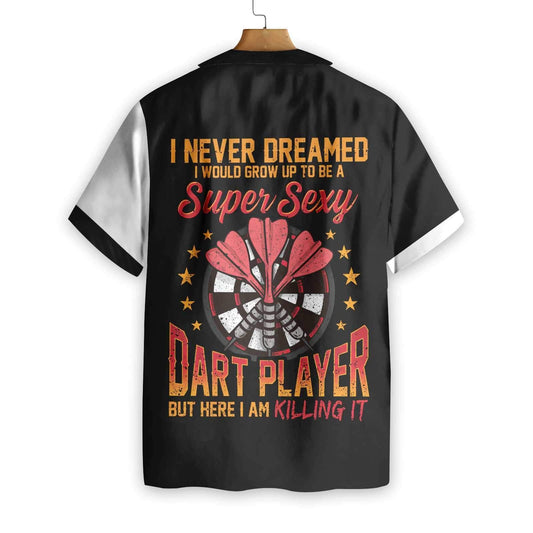 Cool Super Sexy Skull Dart Player Hawaiian Shirt,Hawaiian Shirt Gift, Christmas Gift