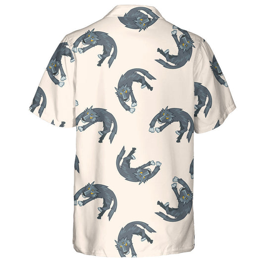 Animal Wolf Cartoon Style With Yellow Eyes Hawaiian Shirt, Hawaiian Shirt Gift, Christmas Gift