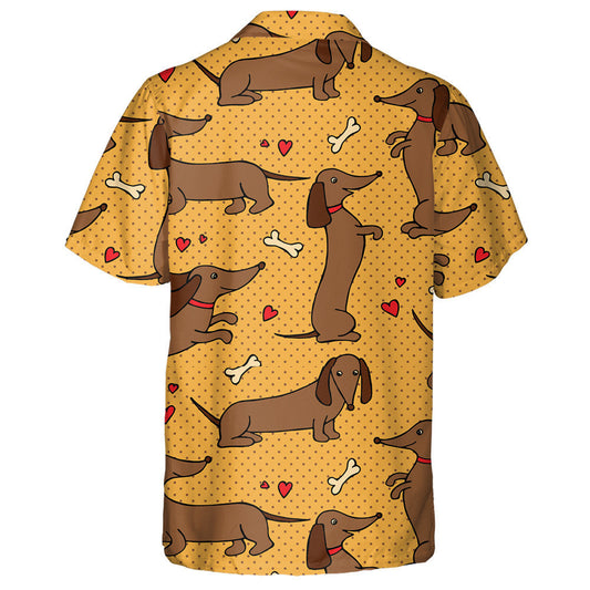 Funny Dachshunds Standing On The Yellow Dot Hawaiian Shirt, Hawaiian Shirt Gift, Christmas Gift