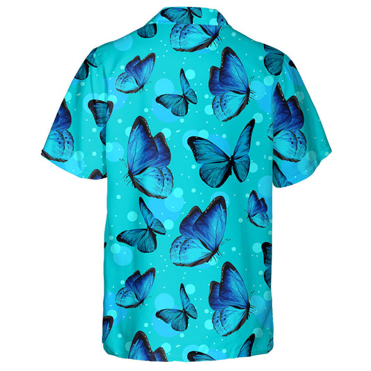 Theme Turquise Butterflies And Blue Bubbles Hawaiian Shirt,Hawaiian Shirt Gift, Christmas Gift