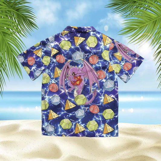 Dragon And Dice Pattern Design Hawaiian Shirt,Hawaiian Shirt Gift, Christmas Gift