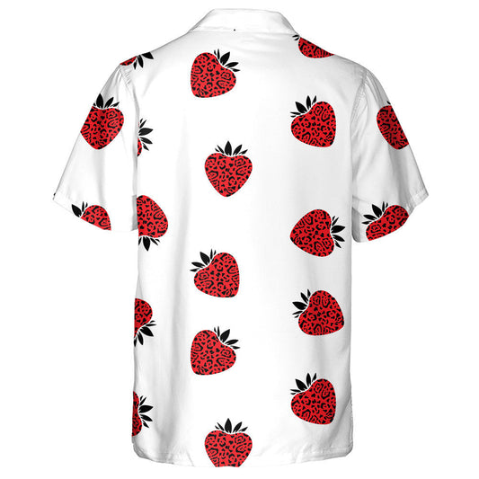 Modern Trendy Strawberries With Leopard Spots Hawaiian Shirt,Hawaiian Shirt Gift, Christmas Gift