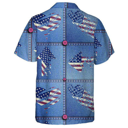 Jean Patchwork Le Ggrunge Eilimintí de Léine Haváís Bhratach Mheiriceá, Bronntanas Léine Haváíais, Bronntanas Nollag