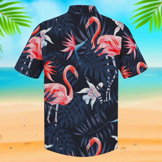 Dearadh Ornáideach Dark Flamingo Léine Haváís, Bronntanas Léine Haváí, Bronntanas Nollag