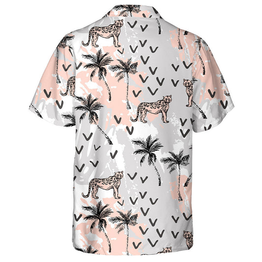 Ainmhithe Fiáine Liopard Le Crainn Pailme Coimrithe Teibí Léine Haváís, Bronntanas Léine Haváís, Bronntanas Nollag